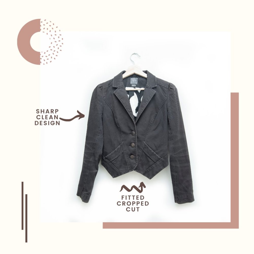 Armani Exchange Fitted Cropped Corduroy Jacket